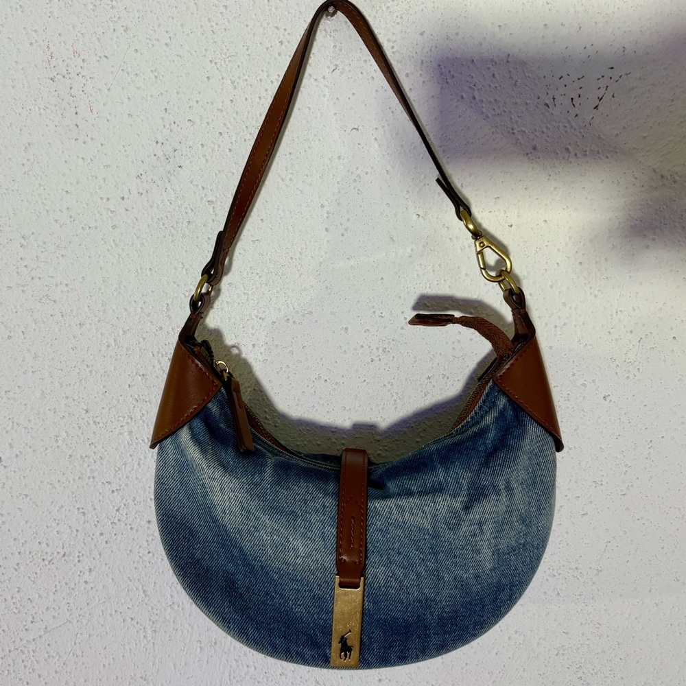 Polo Ralph Lauren Polo ID Denim-Leather Mini Shoulder Bag